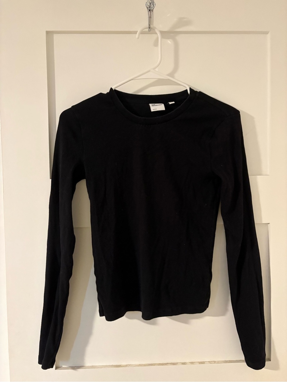 Aritzia HomeStretch Rib Solo Longsleeve Black Crewneck Top